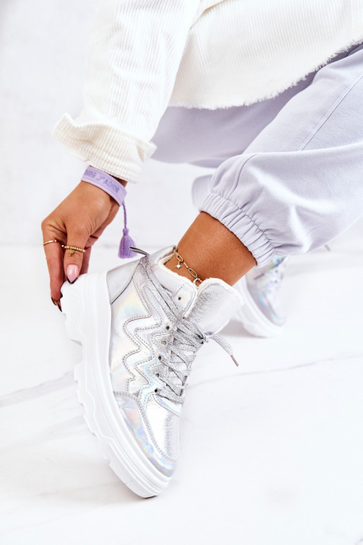 Sportlicher Stil Schuhe sich Zuarm laufen Silberfarbe Joenne