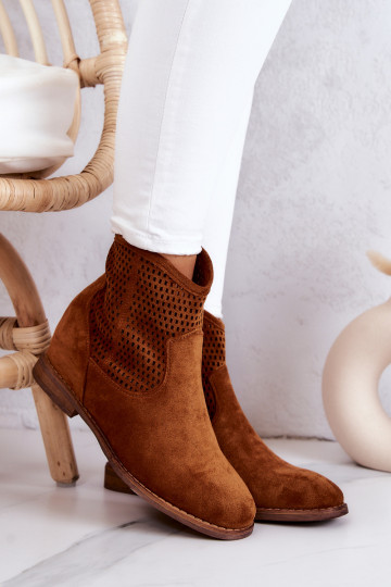 aus INildleder Feminin Stiefel mit versteckter Plattform braune Farbe Solene