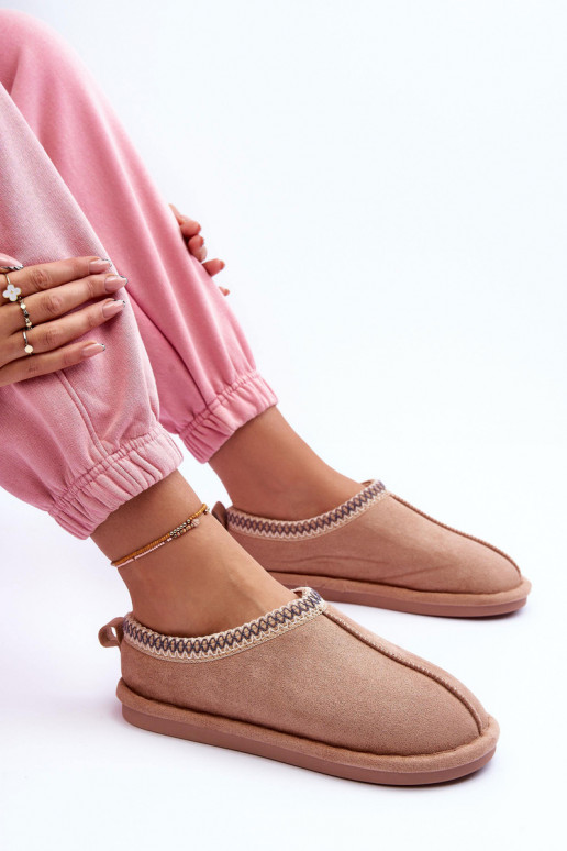 Feminin aus INildleder Hausschuhe mit Pelzmantel Beige Polinna