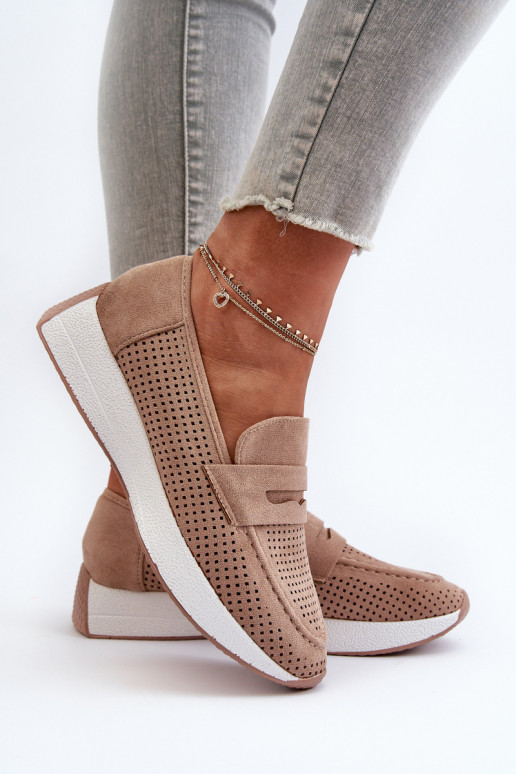 Plateau-Mokassins für Damen aus Öko-INildlederoZue Beige Inesqua