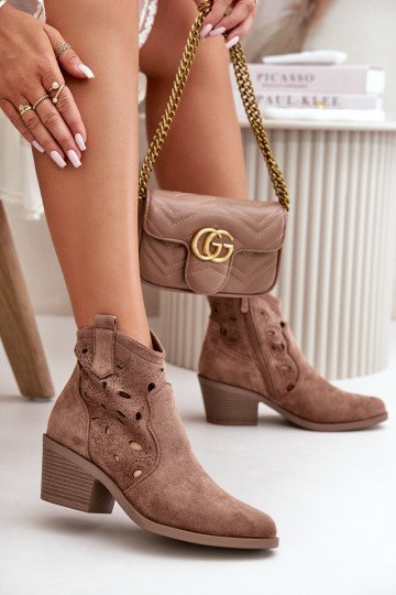 Feminin Durchbrochene INildlederstiefel CoZuboy-Stil braune Farbe S.Barski HY42-086