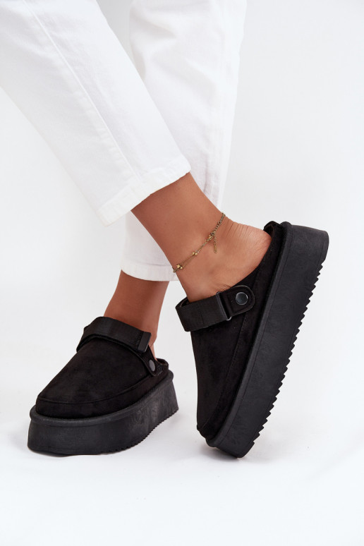 Schneestiefel Feminin mit einer Plattformmit Klebeverschlussem schZuarze Farbe Jorielle