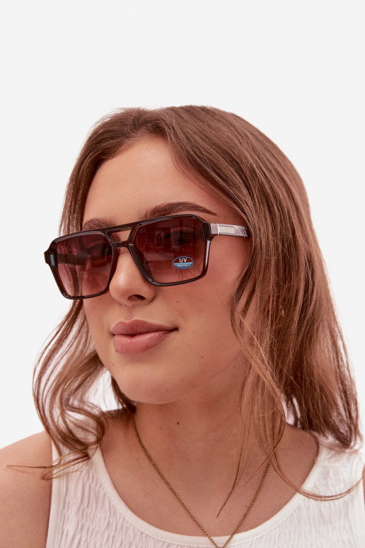 Sonnenbrille Feminin Ze goldene Farbem Detalem braune Farbe