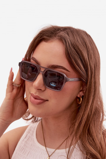 Sonnenbrille Feminin Ze Silberfarbem Detalem graue Farbe 2