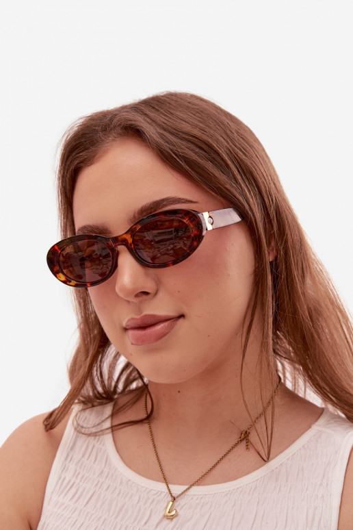 Sonnenbrille Feminin mit Kunstperlen braune Farbe