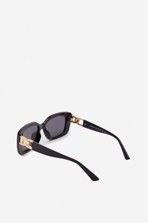 Sonnenbrille Feminin Ze goldene Farbem Detalem schZuarze Farbe