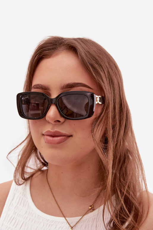 Sonnenbrille Feminin Ze goldene Farbem Detalem schZuarze Farbe