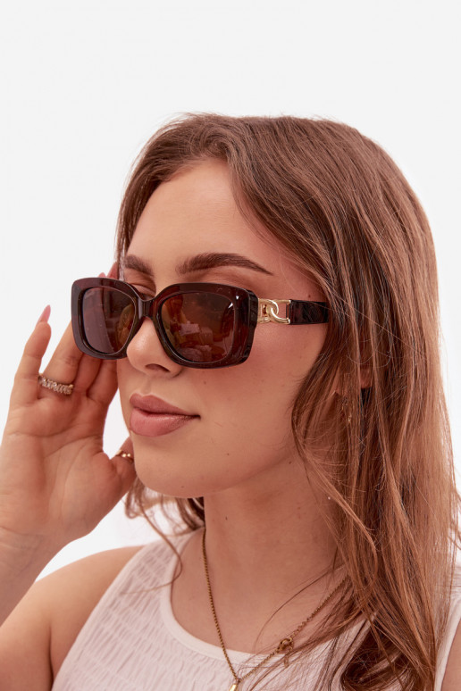 Sonnenbrille Feminin Ze goldene Farbem Detalem braune Farbe