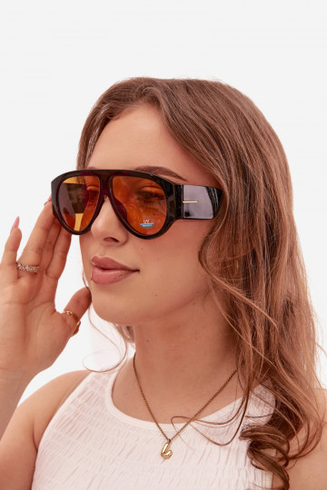 Feminin Sonnenbrille SchZuarz und-orange Farbe 2