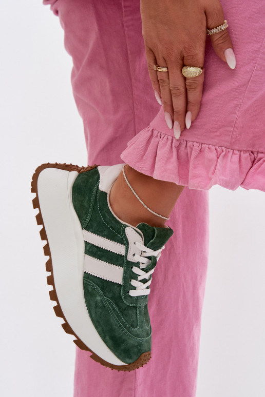 Sneakers Stilvollllschuhe aus INildleder mit einer Plattform D&A GR61-5986 grüne Farbe