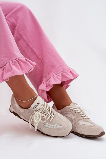 Haut aus INildleder Sneakers Stilvollllschuhe Feminin MK61-0705 graue Farbe