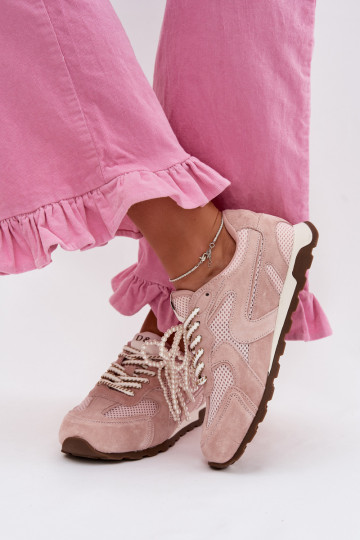 Haut aus INildleder Sneakers Stilvollllschuhe Feminin MK61-0705 pinke Farbe 2