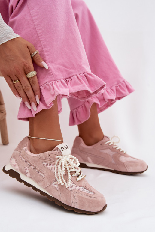 Haut aus INildleder Sneakers Stilvollllschuhe Feminin MK61-0705 pinke Farbe