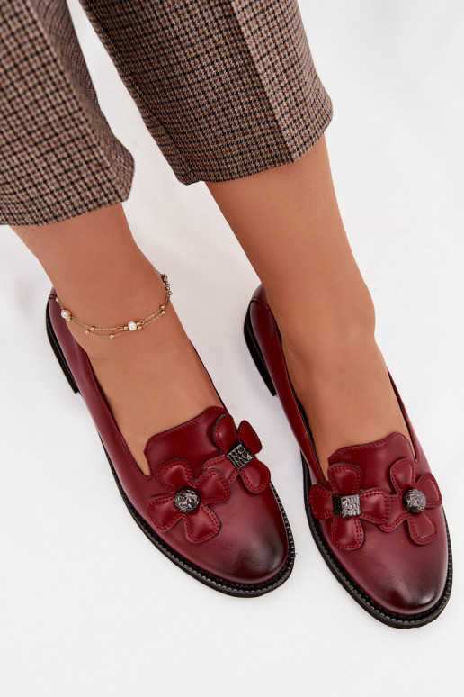 Schuhe Feminin mit breiten Absätzen Mit Dekorationeni mit floralen Motivenami Burgund Tavillette