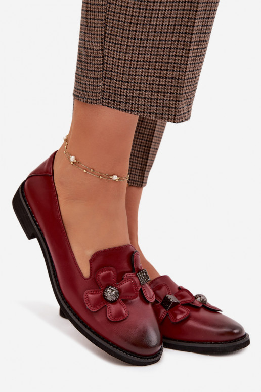 Schuhe Feminin mit breiten Absätzen Mit Dekorationeni mit floralen Motivenami Burgund Tavillette