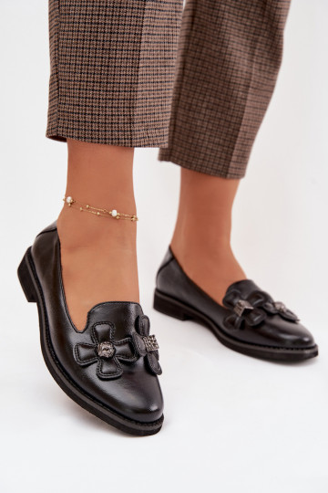 Schuhe Feminin mit breiten Absätzen Mit Dekorationeni mit floralen Motivenami schZuarze Farbe Tavillette 2