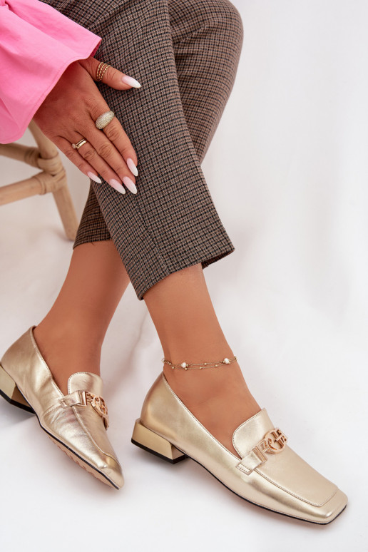 Haut Mokassins für Damen Mit Dekorationen Detalem D&A CR61-3125 goldene Farbe