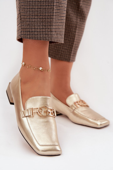 Haut Mokassins für Damen Mit Dekorationen Detalem D&A CR61-3125 goldene Farbe 2