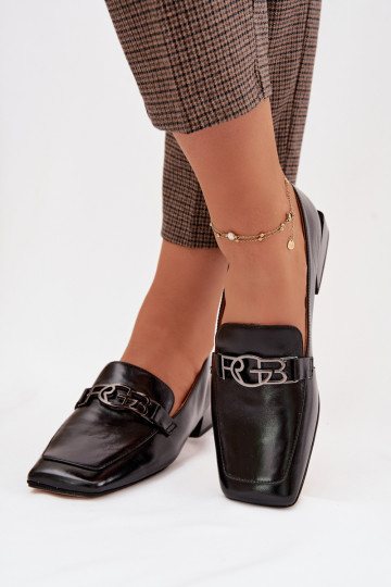 Haut Mokassins für Damen Mit Dekorationen Detalem D&A CR61-3125 schZuarze Farbe 2