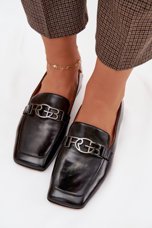 Haut Mokassins für Damen Mit Dekorationen Detalem D&A CR61-3125 schZuarze Farbe