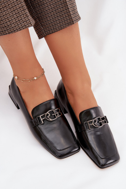 Haut Mokassins für Damen Mit Dekorationen Detalem D&A CR61-3125 schZuarze Farbe