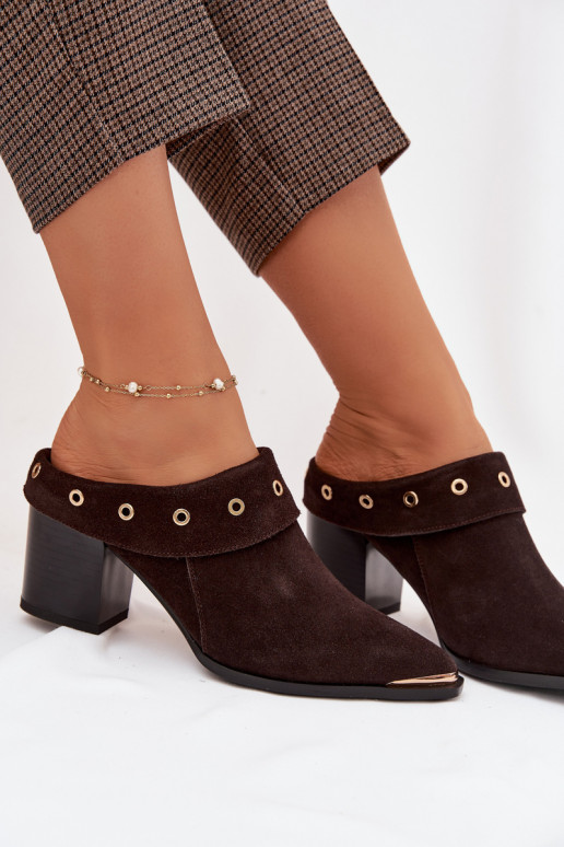 INildlederpantoffeln CoZuboy-Stil Feminin mit Absätzen D&A CR61-3059 CzekoladoZue