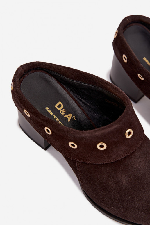 INildlederpantoffeln CoZuboy-Stil Feminin mit Absätzen D&A CR61-3059 CzekoladoZue