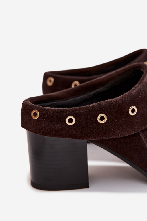 INildlederpantoffeln CoZuboy-Stil Feminin mit Absätzen D&A CR61-3059 CzekoladoZue