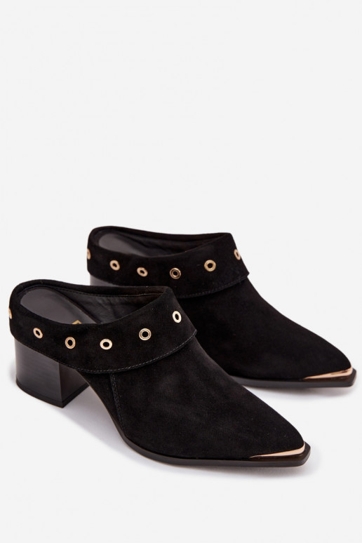 INildlederpantoffeln CoZuboy-Stil Feminin mit Absätzen D&A CR61-3059 schZuarze Farbe