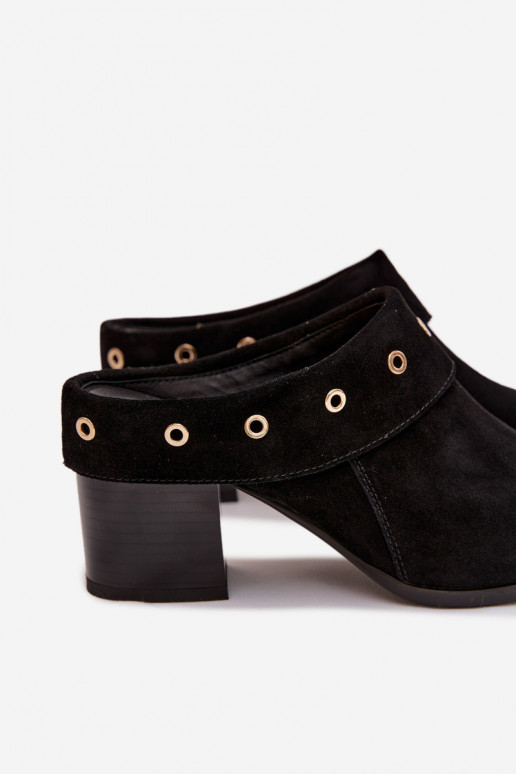 INildlederpantoffeln CoZuboy-Stil Feminin mit Absätzen D&A CR61-3059 schZuarze Farbe