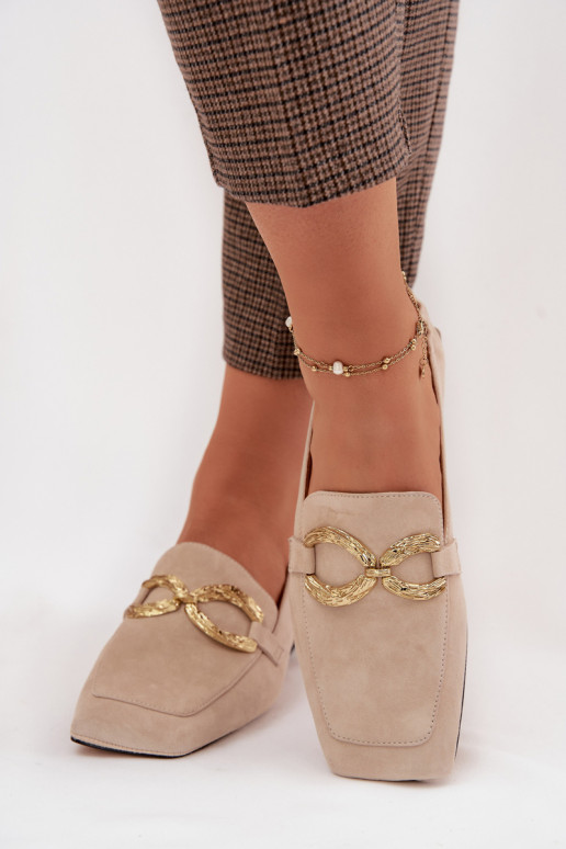 Mokassins für DamenErmöglichtturalnego aus INildlederu goldene Farbe Detal D&A CR61-3115 Beige