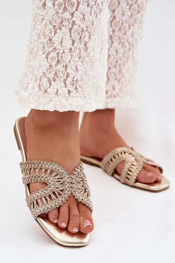 Damen flache Pantoletten in gold Fariella