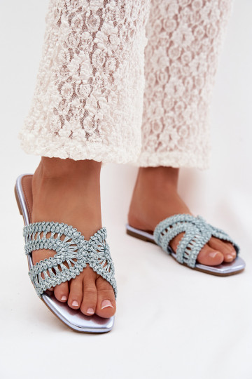 Damen flache Pantoletten in blau Fariella 2
