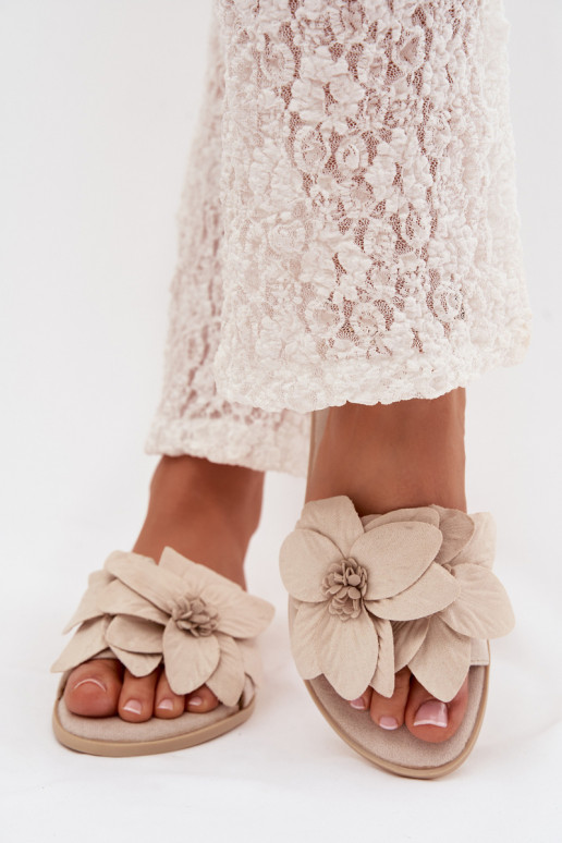 gleichschenklig Damenhausschuhe Mit Dekorationeni mit floralen Motivenami elfenbeinfarbe Elzoria