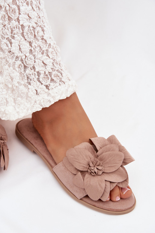 gleichschenklig Damenhausschuhe Mit Dekorationeni mit floralen Motivenami Beige Elzoria