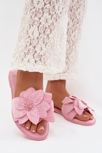 gleichschenklig Damenhausschuhe Mit Dekorationeni mit floralen Motivenami pinke Farbe Elzoria 2