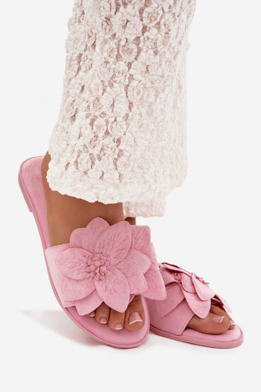 gleichschenklig Damenhausschuhe Mit Dekorationeni mit floralen Motivenami pinke Farbe Elzoria