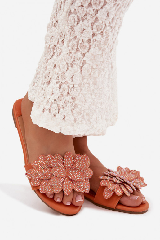 Hausschuhe FrauenZuohnung Mit Dekoration orange Farbe Grelora