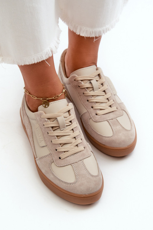 Haut aus INildleder Sneakers Stilvollllschuhe Feminin Vinceza 7933 graue Farbe