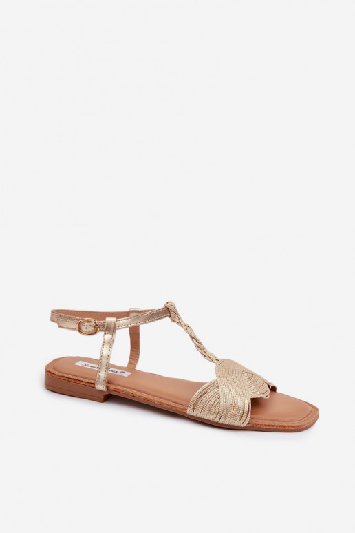 Flache Sandalen für Damen goldene Farbe Nexora