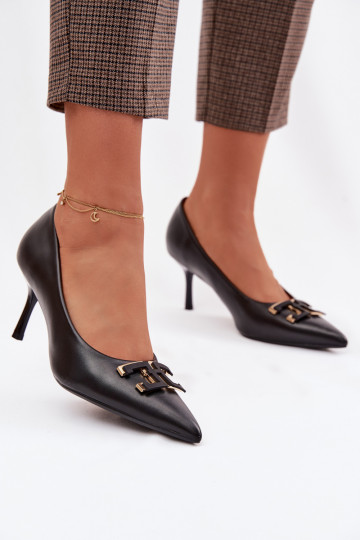 hochhackige Schuhe Schuhe mit Ornamenten Eko Haut schZuarze Farbe Fivara 2