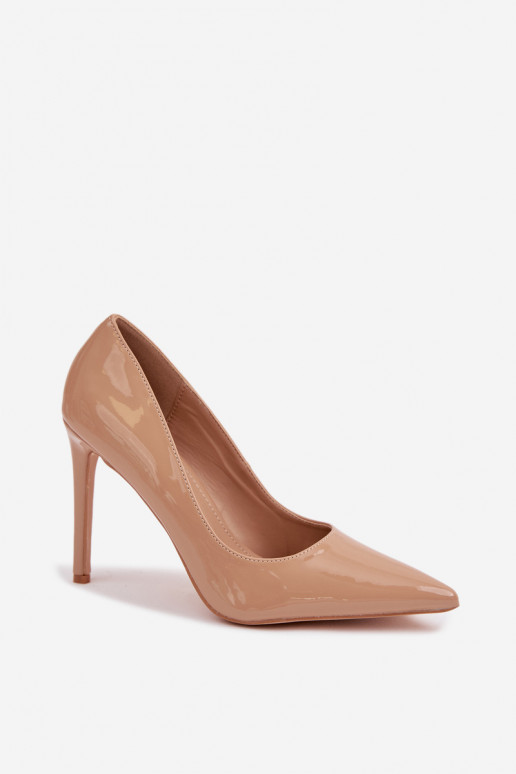 mit Lackeffekt hochhackige Schuhe aus Öko-Leder Beige Jonira