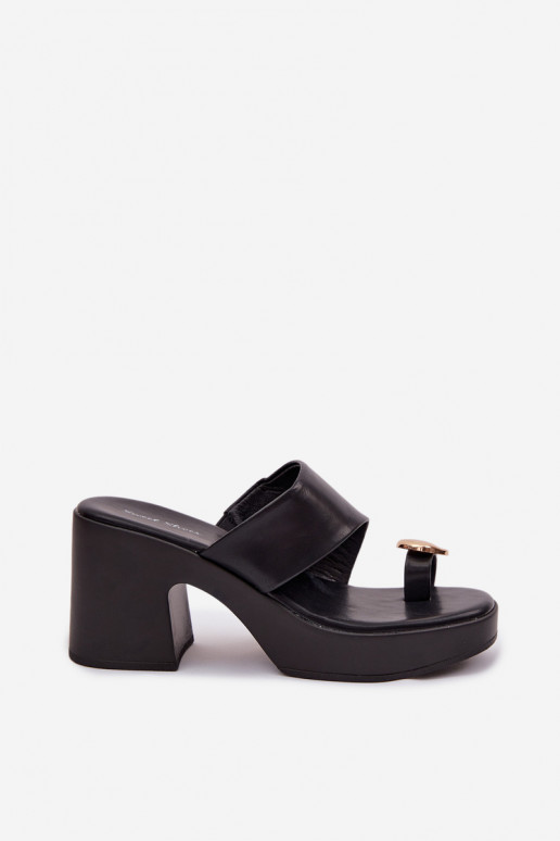 Damenhausschuhe Ermöglicht SłupkoZuym Obcasie Ze goldene Farbem Detalem schZuarze Farbe Sinora