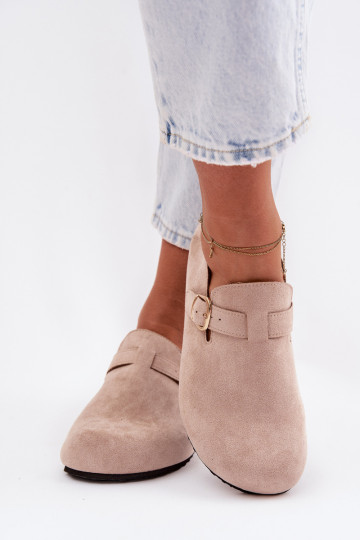 Schuhe Feminin aus Öko-INildlederoZue mit goldenen Schnallen Beige Ismora