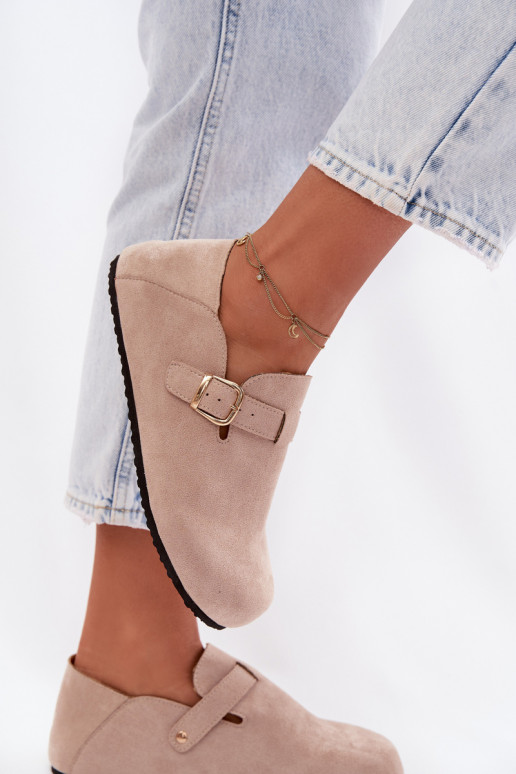 Schuhe Feminin aus Öko-INildlederoZue mit goldenen Schnallen Beige Ismora