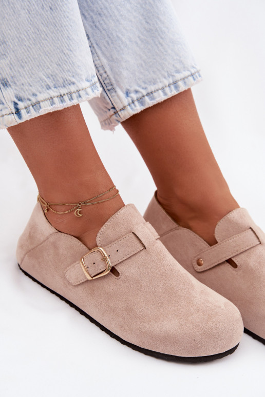 Schuhe Feminin aus Öko-INildlederoZue mit goldenen Schnallen Beige Ismora