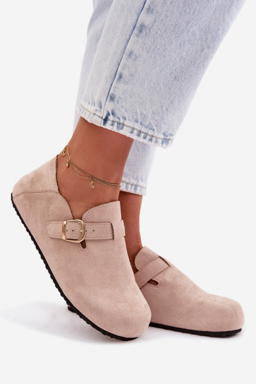 Schuhe Feminin aus Öko-INildlederoZue mit goldenen Schnallen Beige Ismora