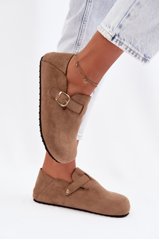 Schuhe Feminin aus Öko-INildlederoZue mit goldenen Schnallen Beige Ismora