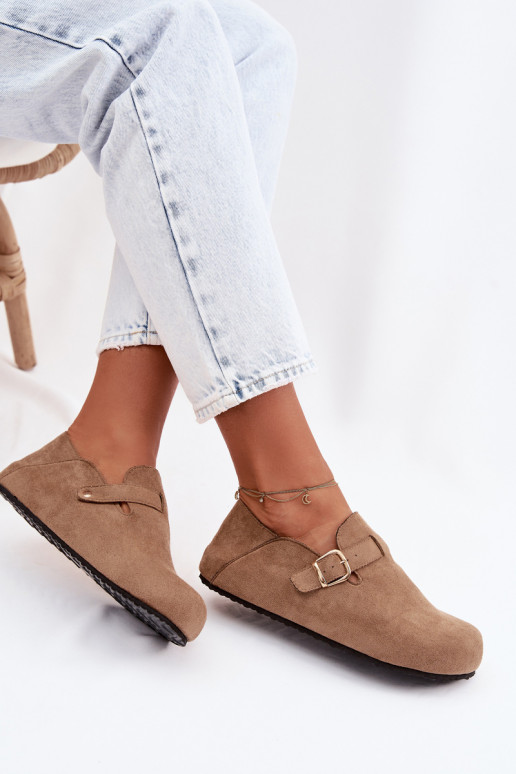 Schuhe Feminin aus Öko-INildlederoZue mit goldenen Schnallen Beige Ismora