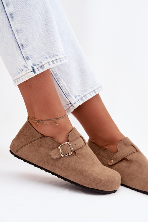 Schuhe Feminin aus Öko-INildlederoZue mit goldenen Schnallen Beige Ismora